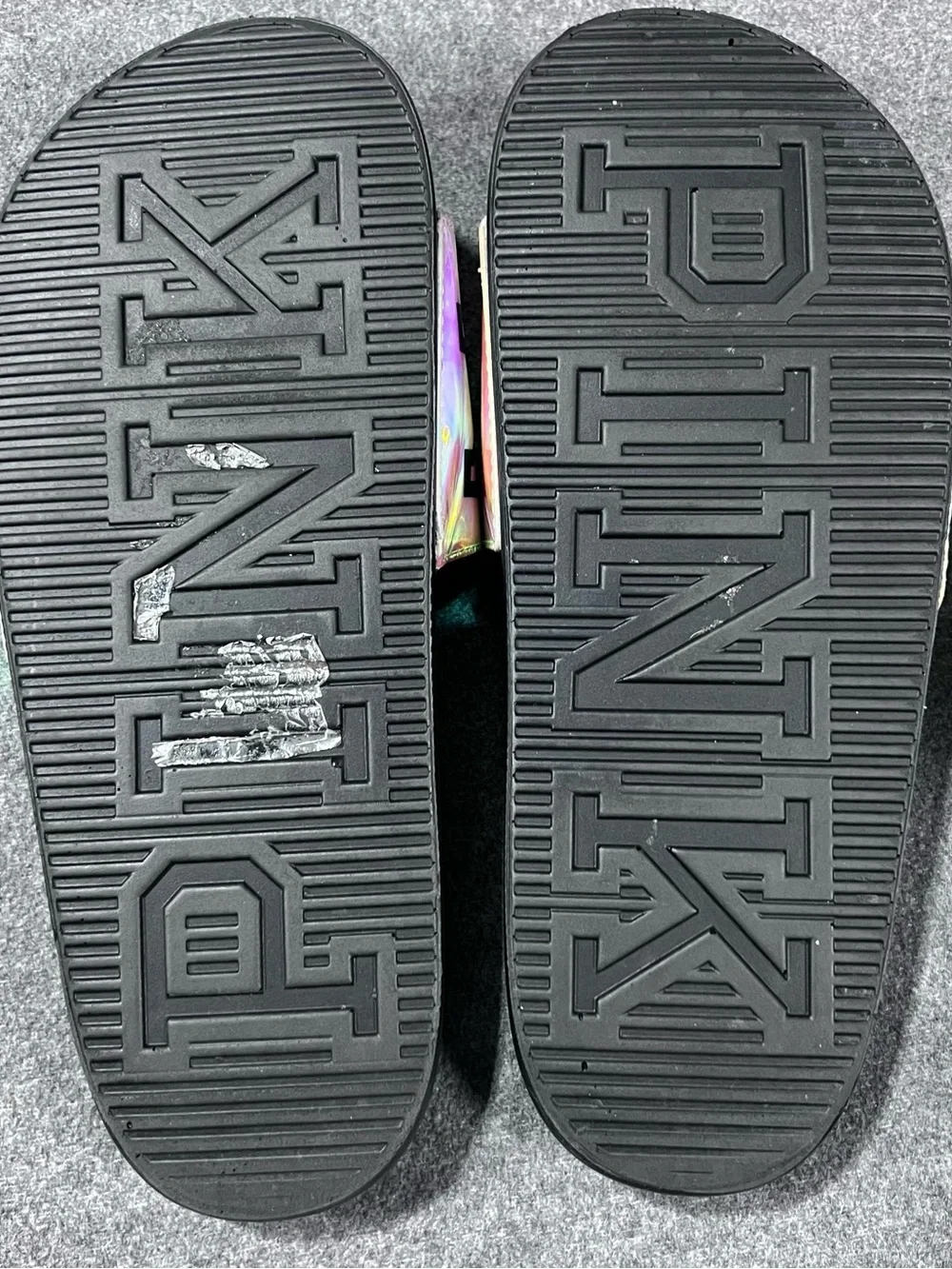 Victorias Secret PINK Holographic Iridescent Slide Sandals Womens Large (40/41)